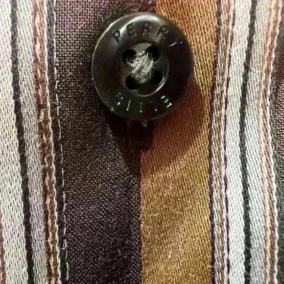 Perry Ellis vintage brown & tan stripe long sleeve shirt. Size XL - Picture 5 of 5